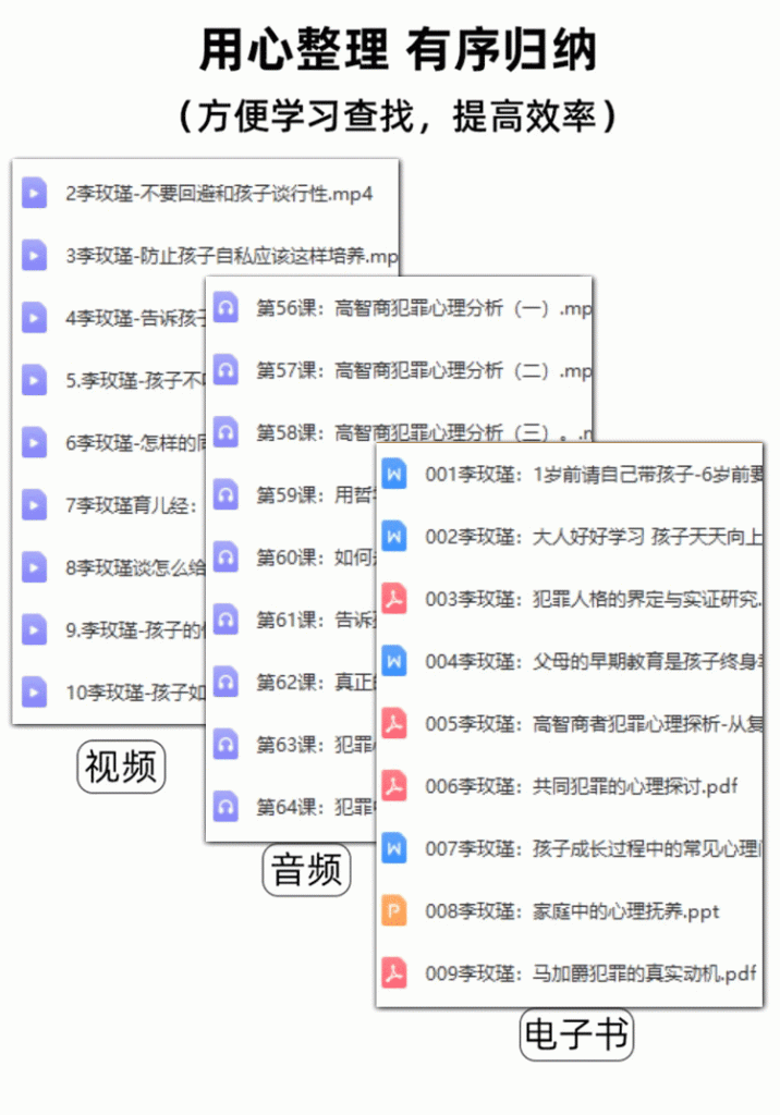 图片[8]-李玫瑾育儿讲座视频全集（李玫瑾亲子家庭教育课程）-广森有道课堂